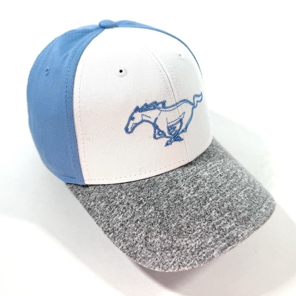 Ford Mustang Hat Adjustable Blue White Gray Pony Logo Cap NWT